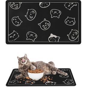 Pet Feeding Mat, Absorbent Dog Mat, Quick Dry Pet Food Mat Cat Feeding Mat Pet, Quick Dry Water Dispenser Mat Pet Supplies for Dog and Cat (12"x19", Dark Grey)