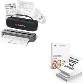 Phomemo [Upgrade M832 Inkless Printer & 100 Sheets Folding 8.5" x 11" Thermal Paper & Case, Bluetooth Portable Printers Wireless for Travel
