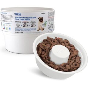 Kinn Slow Feeder Dog Bowl ، طبق طعام للحيوانات الأليفة التي يمكن التخلص منها لإبطاء الكلاب الأكل ، وإلغاء الإطار ، للسفر ، الصعود ، أو قفص ، وعاء السفر للحيوانات الأليفة القابلة للسماد ، لا بلاستيك ، مقاومة للتسرب ، 4 أكواب (12 عدد)