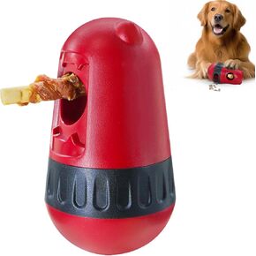 Dog Bully Stick Holder Safety Device and Adjustable Treat Dispensing Ball Food Dispenser Tough Slow Feeder Puppy Enrichment Training Toy Pet Interactive Chase Toys for Dogs (Green)