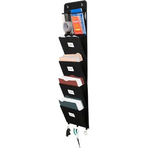 منظم ملفات الحائط لأكثر من Door Hanger Dock Rack مع 5 جيوب ملف | خبير متعدد الأغراض للأوراق والمجلات | مجلدات ملفات الجدار الثقيلة لفصول المكاتب والمنظمة المنزلية