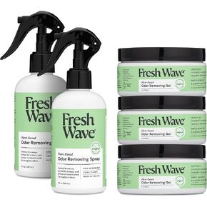 Fresh Wave Odor Removing Gel + Spray Bundle: (2) 8 fl. oz. Sprays + (3) 7 oz. Gels