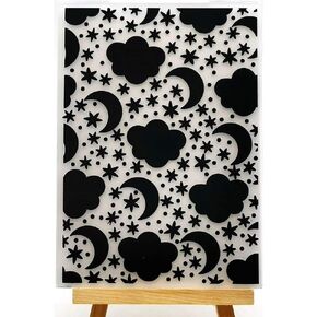 Wooyangfun 1pc Moon Star Cloud Background Probsering formers for Card Making Scrapbooking and other paper ، 11 × 16 سم