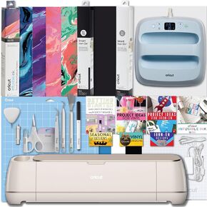 Cricut Maker 4 Machine Bundle-Rainbow Vinyl Sampler ، الحبر المألوف ، مجموعة صنع البطاقات ، لفة عينة من الحديد ، مجموعة أدوات وحصير قطع ، آلة قطع المبتدئين لمشاريع قطع القالب المميتة