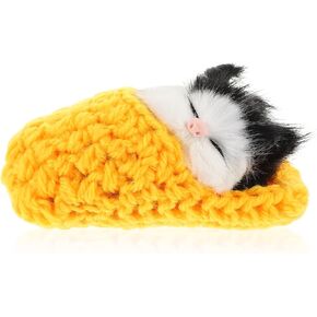 Ciieeo in Slippers Cats Doll Toy Mini Kinten in Shoe With Meows Sounds Seeding Hiter Toy Decors for Home Table Car Decord (الأصفر)