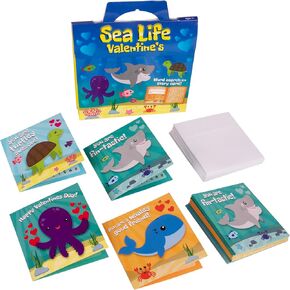 Kangaroo Sea Life Valentines Day Cards with Envelopes, Word Search Game Valentines Day Cards for Kids, Kids Party Favor, Exchange Valentines Cards for Kids Classroom (Pack of 28)