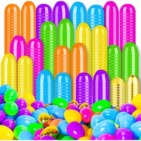 MgParty 150 PCS Easter Eggs 2.36 "بيض عيد الفصح البلاستيكي المشرق فارغًا مع 12 بيضة ذهبية لأحشاد سلة عيد الفصح ، ومصالح الحفلات ، وإمدادات مطاردة البيض ، وزينة عيد الفصح