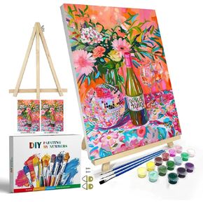 Christmas Paint by Numbers Kit for Adults, Christmas Candles Paint by Numbers Kit for Adults Beginners, Easy Acrylic Paint by Numbers on Canvas Arts and Crafts for Wall Decor Present 16x20 inch