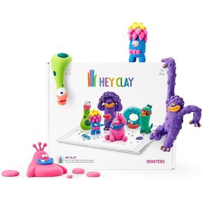 HEY CLAY Monsters - Colorful Kids Modeling Air-Dry Clay, 18 Cans with Fun Interactive App