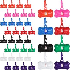 40 PCS Dog Dog Poop Trash Bag Mofenser Plastic Dog Dog Card Bag Bag for Leash with Hook and Leak Proof للمشي في التخييم (العظام)
