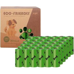 Eco-Friendly Biodegradable Cornstarch Dog Waste Bags, Extra Strong Leak Proof Compostable Pet Poop Bags, 540 count/36 rolls