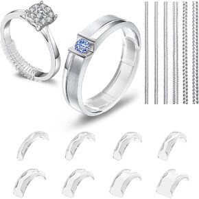 Xixter Ring Sizers للحلقات الفضفاضة ، تقلل من الحجم بمقدار 0.5-1 دون تغيير حجم الحلقات ، وضابط الفواصل الخاتم غير المرئي للرجال والنساء ، ولم يأتوا أبدًا ودوران ، 14 Pack 2 Styles