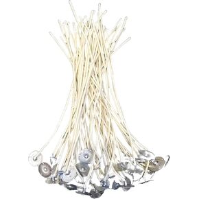 الزنك - Core Candle Wicks (51-32-18) - 8 بوصة - 50 PCS قبل شمع مع قاعدة معدنية - لصنع الشموع DIY. أفضل فتيل لشموع الهلام