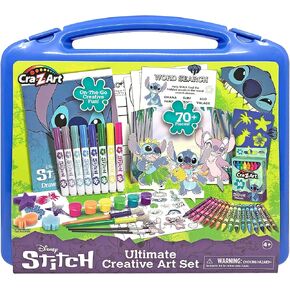 Disney Stitch Kids Ultimate Creative Activity Arts & Crafts Case ، 70+ قطعة للمتعة الإبداعية مع غرزة المعجبين المفضلة ، هدية الفتيات الفتيات