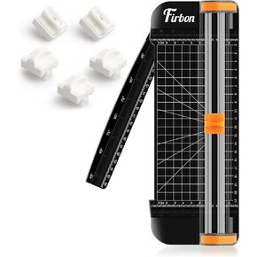 Firbon Black A5 Paper Cutter Bundle with 5Pcs White Refill Blade for Scrapbooking Craft, Paper, Coupon, Label, Cardstock