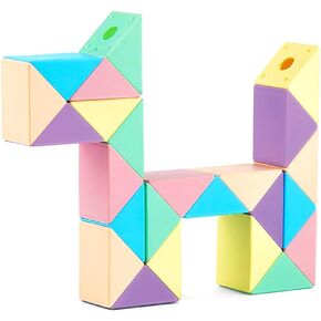 Magic Snake Cube Twist Puzzle Toy ، 48 قطعة ألوان الباستيل ثلاثية الأبعاد دع دعوى الدماغ للأطفال والكبار ، وتخفيف الإجهاد المملوء ، وهدية التعلم التعليمي لجميع الأعمار