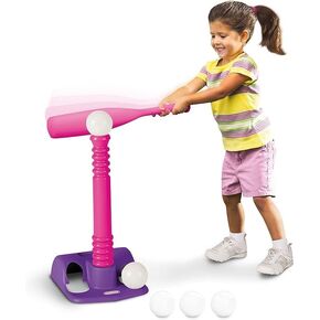 مجموعة Tikes Little Pink Tball ، 5 كرات ، للأطفال الصغار الذين تتراوح أعمارهم بين 18 شهرًا (مجموعة كاملة - T ، Baseball Bat و 5 كرات)