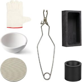 6pc البوتقات لذوبان المعادن ، و icluding 5-in-1 القالب ذوبان الجرافيت مع قفازات ، ملقط ، بوتقة