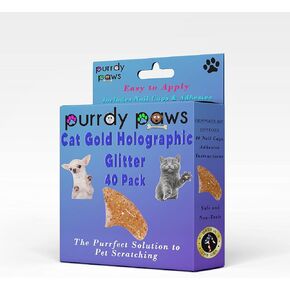 40 حزمة أغطية أظافر ناعمة للقطط Cat Claws Gold Glitter Medium
