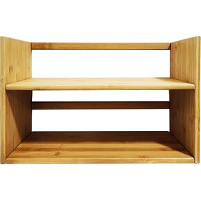 منظم الجرف المكتبي من الخيزران من الخيزران 16 ″ x 10 ″ Wooden Desk Bookshsh Supplies Supplies Storage Rack للكتاب والملحقات والملحقات