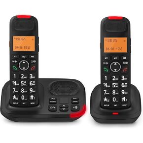 Sangyn 2 هاتف كبار السن من Sangyn 2 مع جهاز الرد الرقمي ، ومكبر صوت هاتف Duplex ، ومساعدة الصوت ، والأزرار الكبيرة والشاشة الكبيرة لمكتب المنزل المنزلي