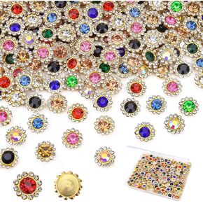 100PCs 8 * 13mm Tear Drop Sew On Rhinestones, Glass Crystal Stone with Gold Claw Sew-on Gems for Dresses Shoes Bags Accessories (Mixed Colors)