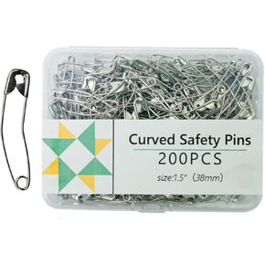 200pcs دبابيس الأمان المنحنية للخياطة دبوس الدبوس عازمة على حبك سريع الصخور واللحف (1.5 بوصة)