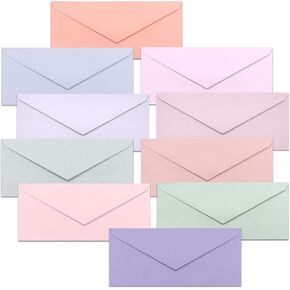 مظاريف تجارية ، مظاريف 100 حزمة #10 ، 4 1/8 × 9 1/2 بوصة ، 10 ألوان الباستيل