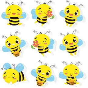 Geyee 108 PCS Bee Cetouts Paper Classroom Bulletin Decorations Board Board Contlulful Pee على شكل حلقة مقطوعة للمعلمين أطفال DIY Craft School School Decor