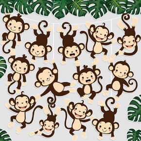 36pcs Safari Birthday Decorations Jungle Party Decorations Hanging Monkey Birthday Party Cutout Supplies Jungle Safari Animal Wall Decor for Kids Classroom Bulletin Board