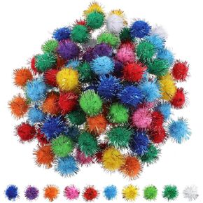 Xindojuz 100 pcs كرات بوم بوم ، القطن الملون اللامع غامض كرات نفخة نفخة ناعمة ناعمة رقيقة pom poms للحرف اليدوية DIY Creative Craft Home Decorations (0.98 بوصة/2.5 سم)