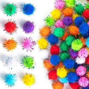 yaloje 200 pcs glitter كرات بوم صغيرة ، 0.59 بوصة كرات ملونة بوم بوم ، بريقات ناعمة ناعمة رقيقة الزخارف اللطيفة للحرف الفنية ، DIY ، المهرجانات - 10 ألوان