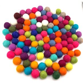 happibaba Assorted Colors 2cm – 100% New Zealand Wool Felt Balls for Craft Projects. Premium DIY Handmade Natural Wool Pom Poms (100)
