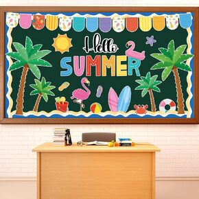 Hello Summer Bulletin Decorations Hawaiian Luau Classroom Bulletin Border Hawaiian Tropical Palm Paper Clutouts for Champroom Wall Wall Home Office School Decor