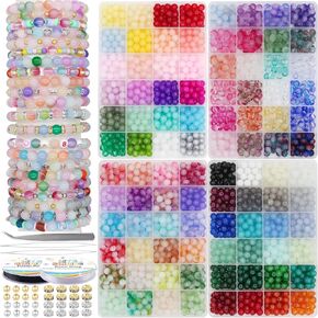 دعنا نحرف حبات زجاجية مستديرة 8 مم لصنع المجوهرات - 2545pcs 96 كولومورز كريستال بيدز مجموعة صياغة كبيرة مع حبات المواطنات المجوهر