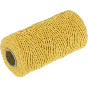 MECCANIXITY Cotton Rope Twisted Braided Rope Cord, Yellow 100M/109 Yard 2mm Dia for Wall Hanging, Plant Hanger, Macrame Knotting