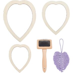 مجموعة مستلزمات MacRame Benecreat 4pcs ، قالب أوراق Macrame الخشبية ، قوالب قطع الماكرين والمشط لصنع شرابة الريشة الماكرام (مشط هامش بالإضافة إلى 3 قوالب القطع)