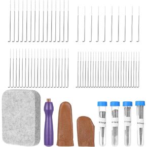 74 Pcs Felting Needles Tools Wool Needle Felting Supplies with 4 Sizes Needles, Wool Pad and Wooden Handle, Finger Cots, for Beginner Professional DIY Projects