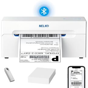 Nelko Bluetooth Thermal Label Printer, Wireless 4x6 Shipping Label Printer for Shipping Packages, Support Android, iPhone and Windows, Widely Used for Amazon, Ebay, Shopify (Sliver White)