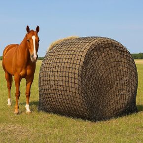 جولة Bale Hay Net 6x6 قدمًا من البوليستر بدون عقدة شبكة التغذية البطيئة مع الثقوب 1 3/4 بوصة و 5 ملم نوبات السميكة البباع