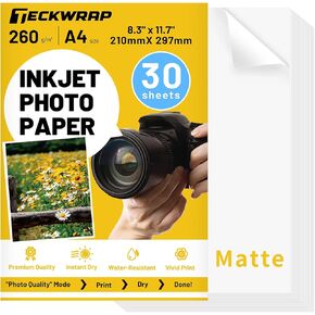 ورقة صور ماتي Teckwrap للطابعة 8.3 "x 11.7" بوصة من ورقة طابعة صورة للحبر للألبوم DIY ، حقيبة رقاقة ، منشورات ، بطاقات ، تقويمات ، ورقة طباعة الكتيب 260GSM 30SHEETS