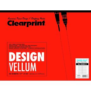 ClearPrint 17 "× 22" 1000H تصميم Vellum Pad مع شبكة 8x8 المطبوعة ، 16 رطل ، القطن 100 ٪ ، 50 ورقة ، 1 لكل منهما