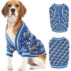 Dynamic Letter Patterned Dog Sweater,Pet Sweaters for Dogs,Dog Cardigan,Knitted Pet Clothing,Pet Clothes,Suitable for All Seasons and Types of Dogs,(Blue L)
