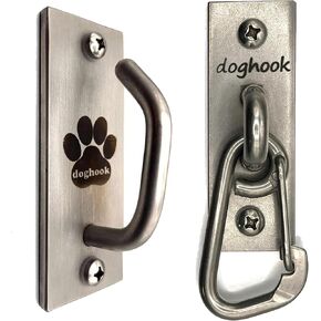 حزمة Canine Hitch Secure Dog Card Bundle-قياسية ومعيارية مع مقطع ، خطاف جدار داخلي وخارجي ، ربط الفولاذ المقاوم للصدأ للمنزل والأعمال (حزمة 2)