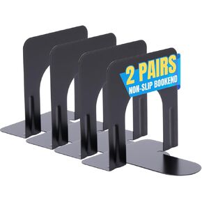 1 intheoffice Bookends for Relves ، Bookends Metal ، 5 1/4 "× 4 3/4" × 5 "، غير قائل ، أسود ، 4 حزمة