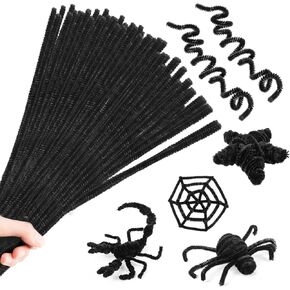 Roundfunny 200 psc 24 inch extra pipe cleaners أسود تشنيل سيقان الأنابيب المنظفات الحرفية التي ينبعها شينيل في مستلزمات الحرف اليدوية لمشاريع الفنون DIY
