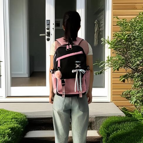4 Pcs Girls Backpack Bookbag with Lunch Box and Case,17 Inch Teen Girls Kids Boys Pink Backpacks for Primary Middle School in Kuwait