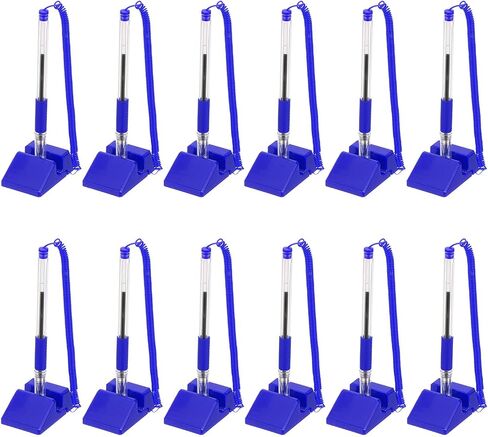 PATIKIL 12 Pcs Secure Pen with Adhesive Chain and Security Pen Holder, Reception Counter Pens Desktop Pen Black Ink Refills for Desk Workplace Office Home Supplies, Red in Kuwait