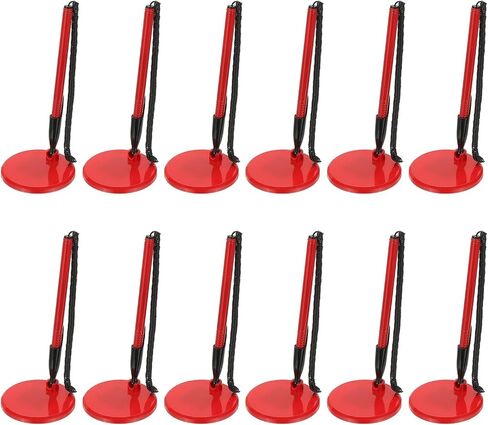 PATIKIL 12Pcs Secure Pen with Adhesive Chain and Security Pen Holder, Reception Counter Pens Desktop Pen Black Ink Refills for Desk Workplace Office Home Supplies, Flat Base, Light Blue in Saudi Arabia