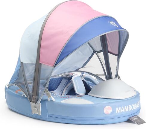 Mambobaby Float with Canopy, Non-Inflatable Swim Trainer for Infants and Toddlers 3-24 Months, Avoid Flip Design, UPF 50+, Safe & Comfortable Baby Pool Float in Saudi Arabia